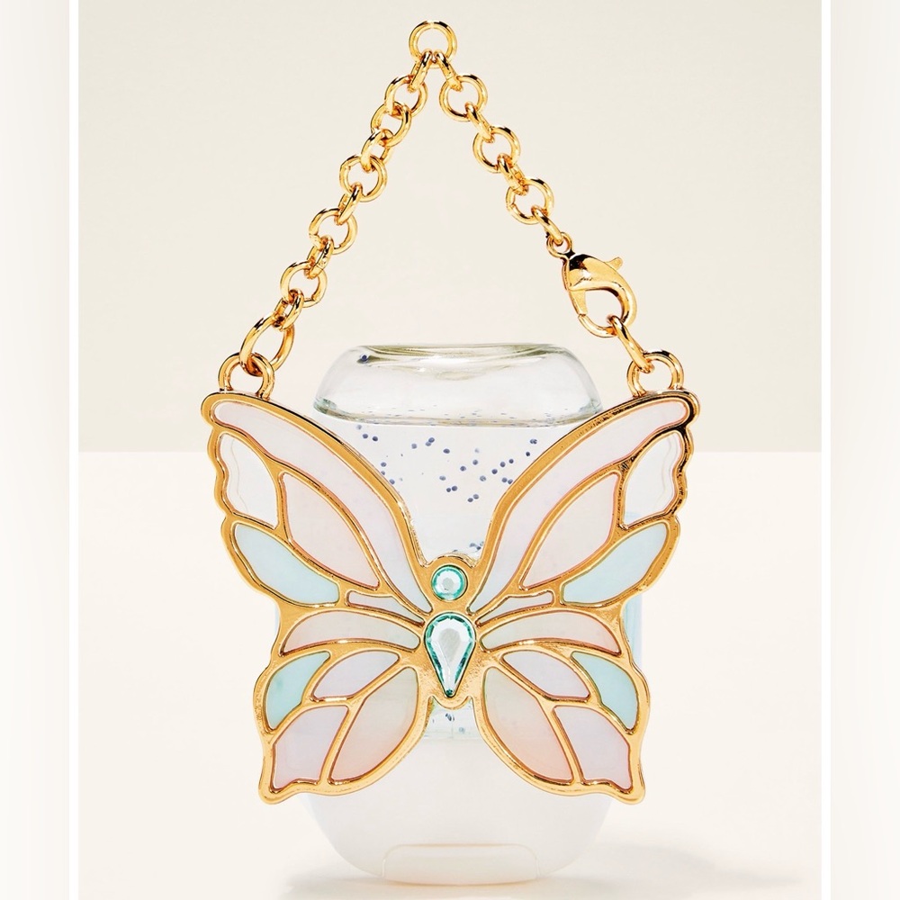 NWT B&BW Butterfly Pocketbac Keychain Sani. Holder with 1 NEW Refill